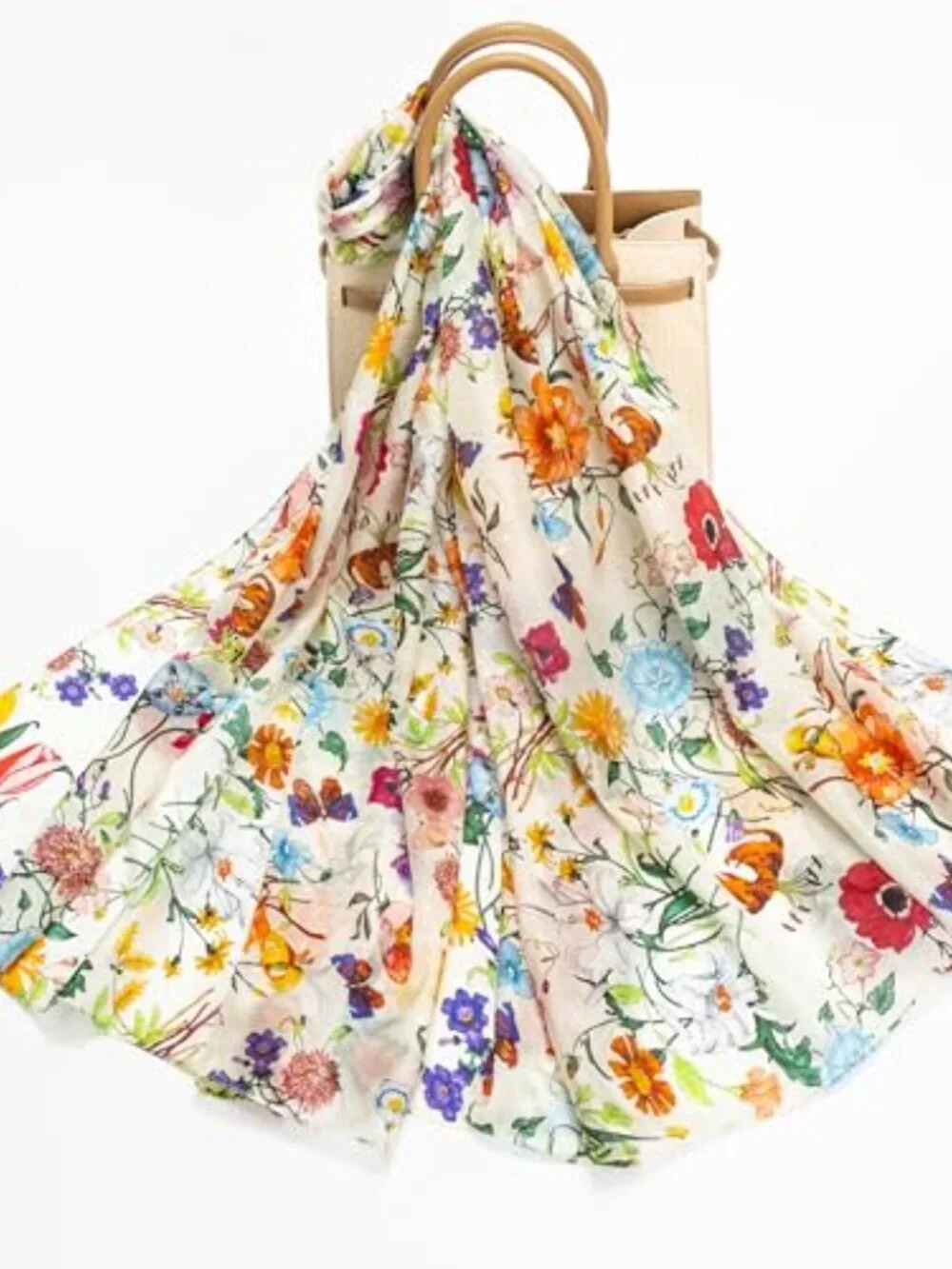 100% Mulberry Silk Large Scarf Wrap, Lightweight Chiffon Feel, 68x43 in
